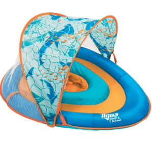 Aqua SwimSchool Grow-with-Me BabyBoat Pool Float for Infants 6-24 Months, Blue Shark