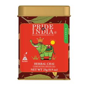 Pride Of India Herbal Chai (Comforting Spiced Tea), 15 Tea Bags